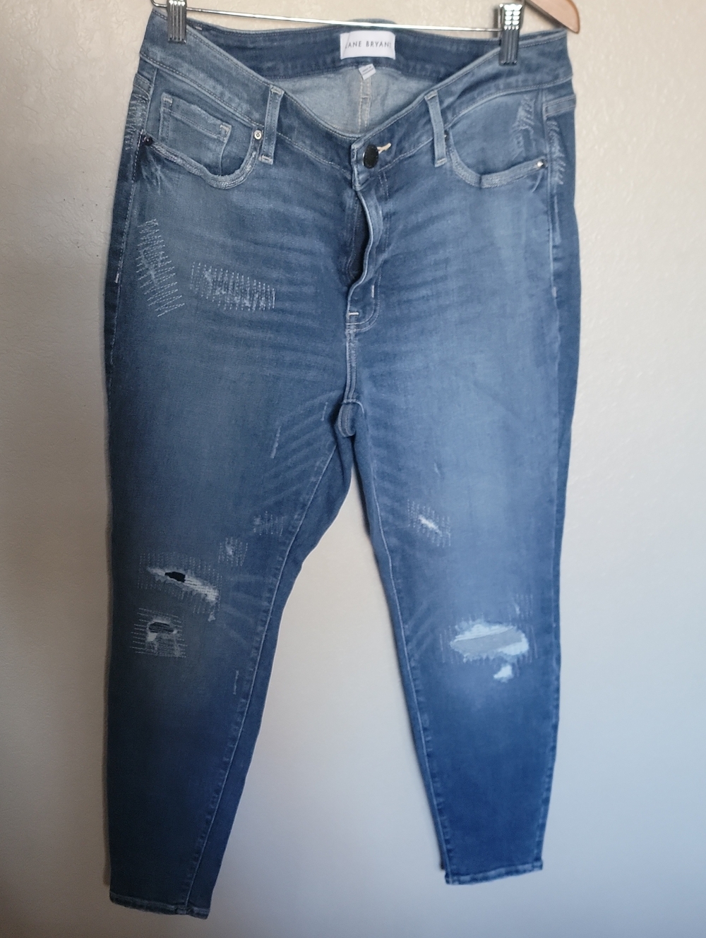 Lane Bryant Distressed Dark Blue Skinny Jeans